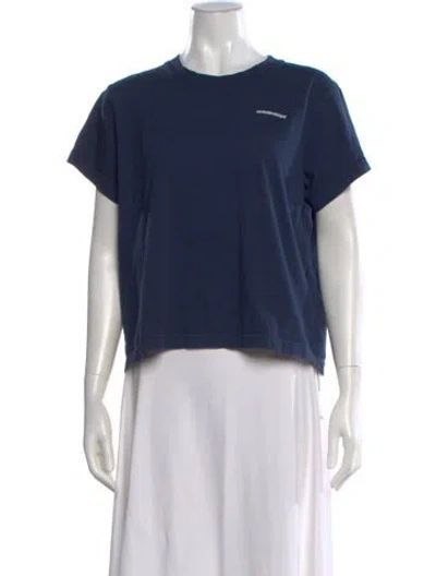 Pre-owned Madhappy Graphic Print Crew Neck T-shirt In Blue