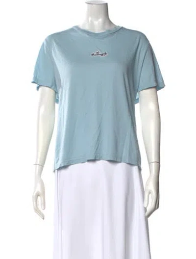 Pre-owned Madhappy Graphic Print Crew Neck T-shirt In Blue