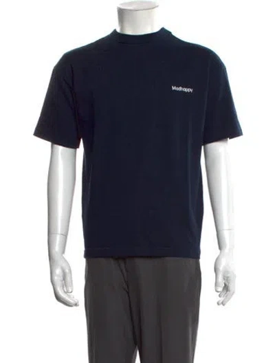 Pre-owned Madhappy Graphic Print Crew Neck T-shirt In Blue