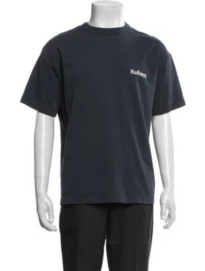 Pre-owned Madhappy Graphic Print Crew Neck T-shirt In Blue