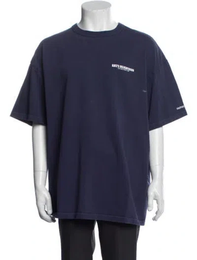 Pre-owned Madhappy Graphic Print Crew Neck T-shirt In Blue