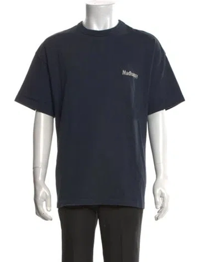 Pre-owned Madhappy Graphic Print Crew Neck T-shirt In Blue