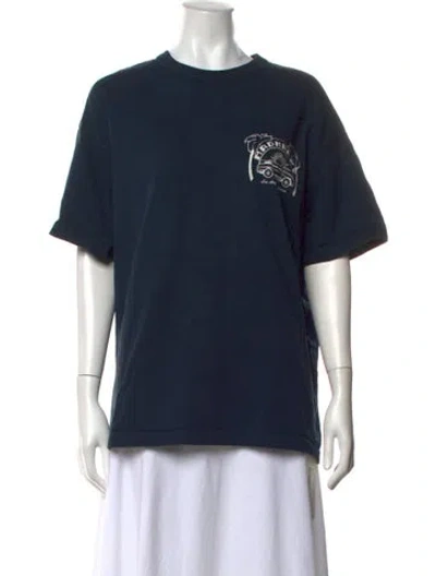 Pre-owned Madhappy Graphic Print Crew Neck T-shirt In Blue