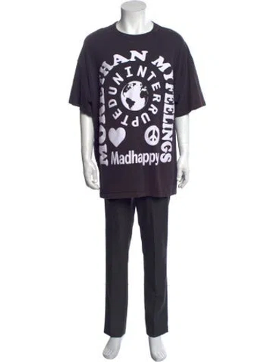 Pre-owned Madhappy Graphic Print Crew Neck T-shirt In Blue
