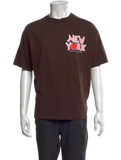 Pre-owned Madhappy Graphic Print Crew Neck T-shirt In Brown