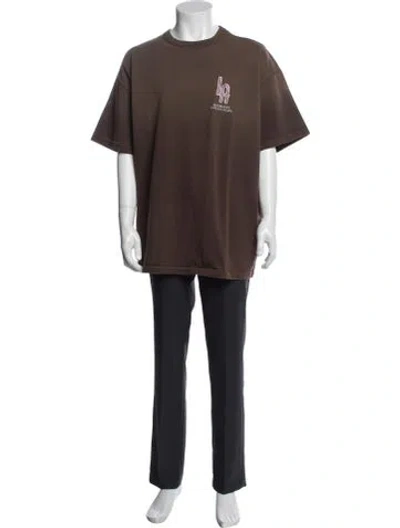 Pre-owned Madhappy Graphic Print Crew Neck T-shirt In Brown