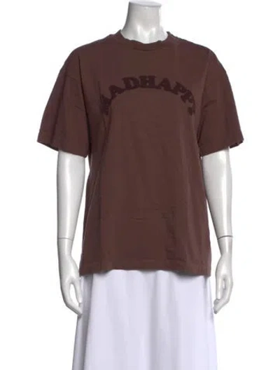 Pre-owned Madhappy Graphic Print Crew Neck T-shirt In Brown