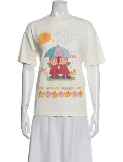 Pre-owned Madhappy Graphic Print Crew Neck T-shirt In Neutrals