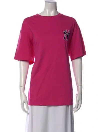 Pre-owned Madhappy Graphic Print Crew Neck T-shirt In Pink