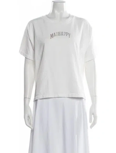 Pre-owned Madhappy Graphic Print Crew Neck T-shirt In White