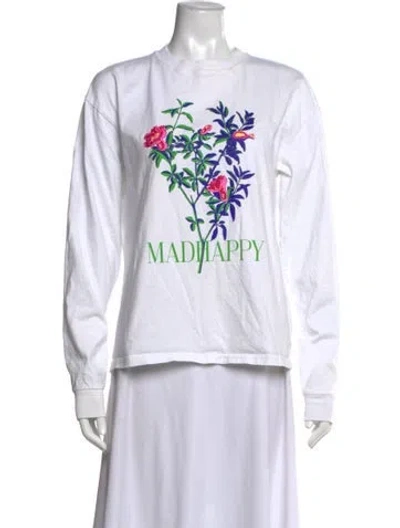 Pre-owned Madhappy Graphic Print Crew Neck T-shirt In White