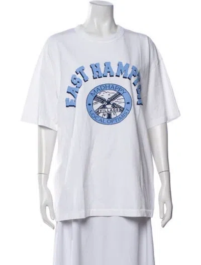 Pre-owned Madhappy Graphic Print Crew Neck T-shirt In White