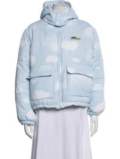 Pre-owned Madhappy Graphic Print Down Jacket In Blue