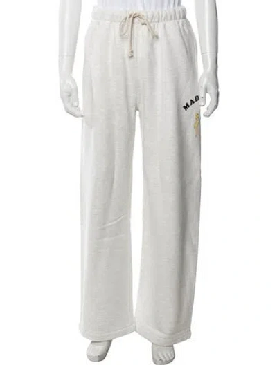 Pre-owned Madhappy Graphic Print Embroidered Accent Lounge Bottoms W/ Tags In White