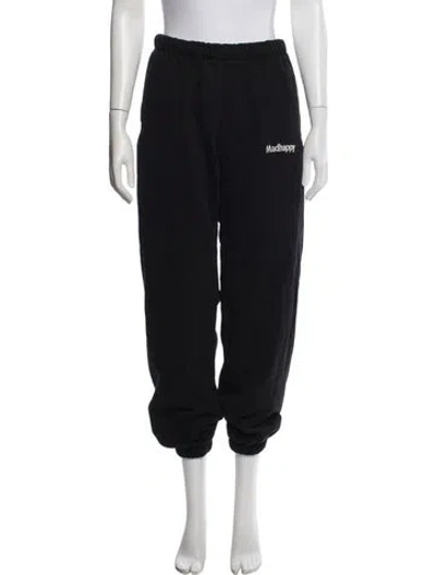 Pre-owned Madhappy Graphic Print Embroidered Accent Sweatpants In Black