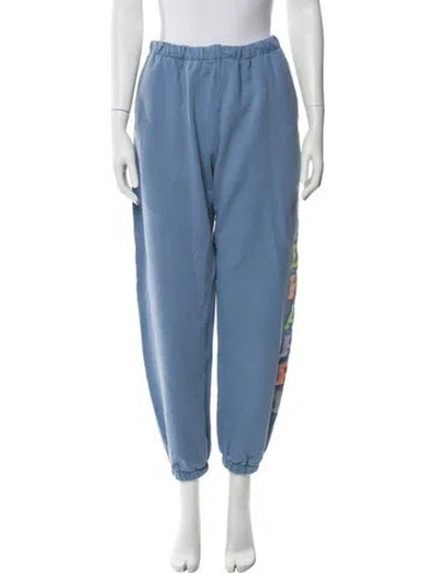 Pre-owned Madhappy Graphic Print Embroidered Accent Sweatpants In Blue