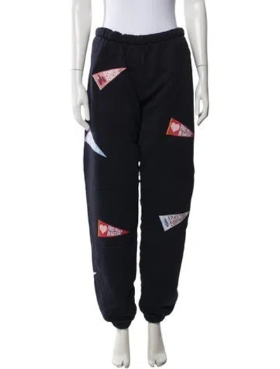 Pre-owned Madhappy Graphic Print Embroidered Accent Sweatpants In Blue
