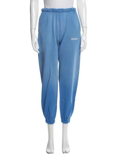 Pre-owned Madhappy Graphic Print Embroidered Accent Sweatpants In Blue