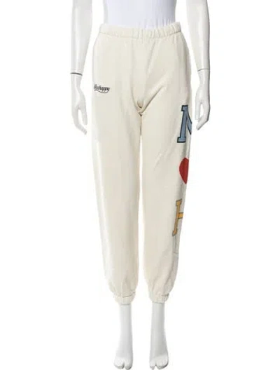 Pre-owned Madhappy Graphic Print Embroidered Accent Sweatpants In Neutral