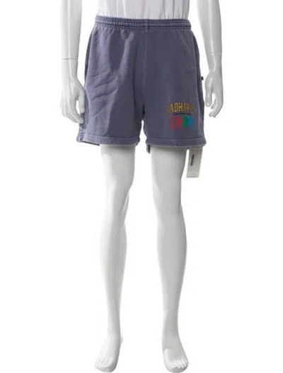 Pre-owned Madhappy Graphic Print Jogger Shorts In Blue