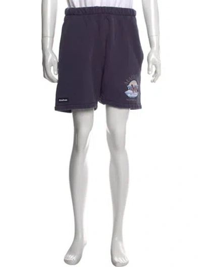 Pre-owned Madhappy Graphic Print Jogger Shorts In Purple