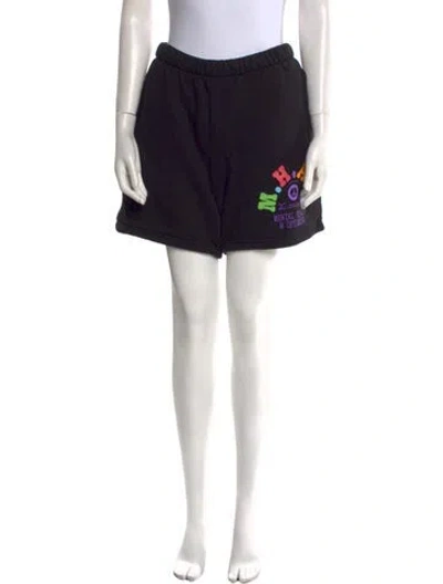 Pre-owned Madhappy Graphic Print Mini Shorts In Black