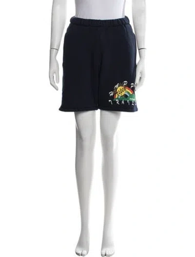 Pre-owned Madhappy Graphic Print Mini Shorts In Blue