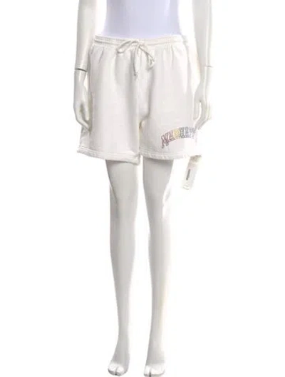 Pre-owned Madhappy Graphic Print Mini Shorts In White