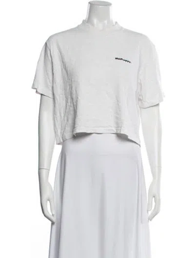 Pre-owned Madhappy Graphic Print Mock Neck Crop Top In Neutrals