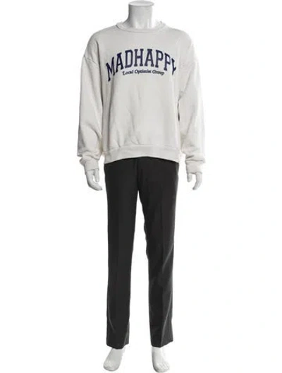 Pre-owned Madhappy Graphic Print Mock Neck Pullover In White