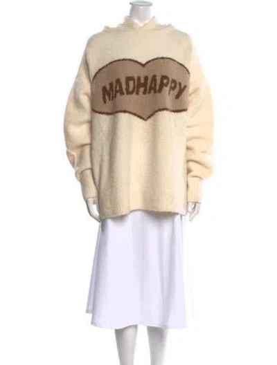 Pre-owned Madhappy Graphic Print Mock Neck Sweater In Neutral