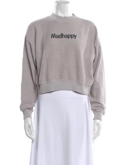 Pre-owned Madhappy Graphic Print Mock Neck Sweatshirt In Gray