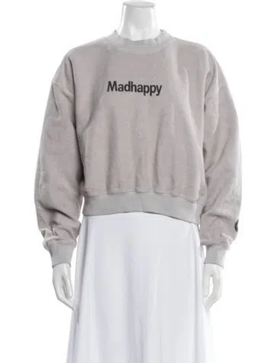 Pre-owned Madhappy Graphic Print Mock Neck Sweatshirt In Gray