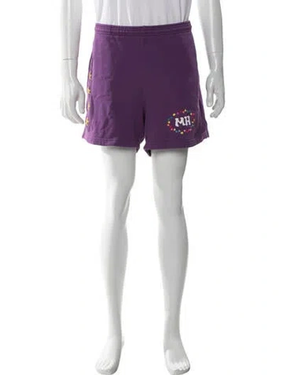 Pre-owned Madhappy Graphic Print Shorts In Purple