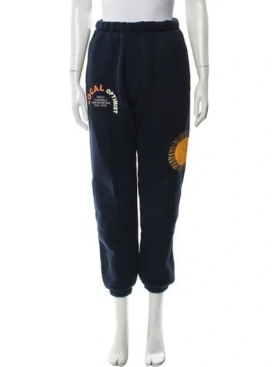 Pre-owned Madhappy Graphic Print Skinny Leg Pants In Blue