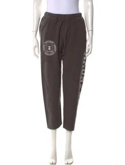 Pre-owned Madhappy Graphic Print Straight Leg Pants In Brown