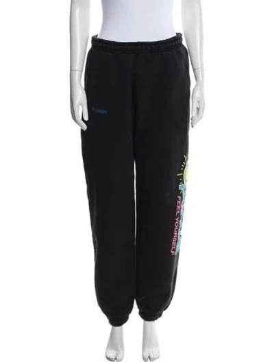 Pre-owned Madhappy Graphic Print Sweatpants In Black