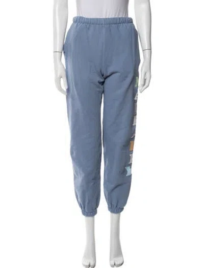 Pre-owned Madhappy Graphic Print Sweatpants In Blue