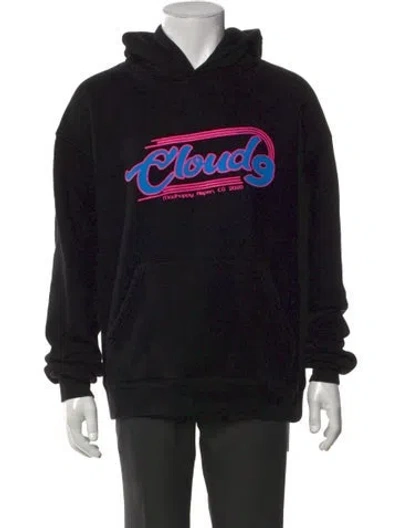 Pre-owned Madhappy Graphic Print V-neck Hoodie In Black