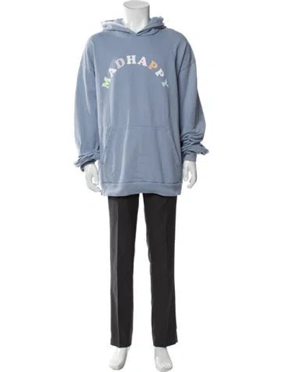 Pre-owned Madhappy Graphic Print V-neck Hoodie In Blue