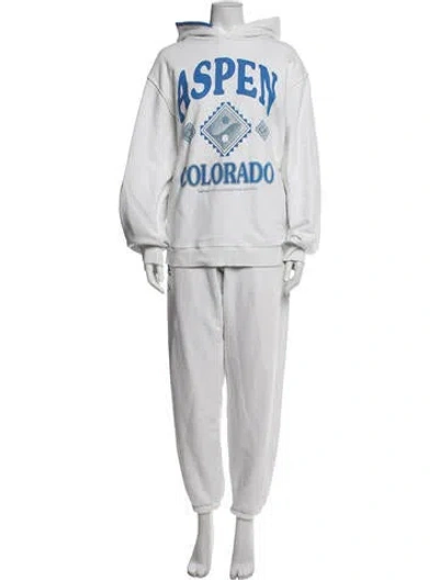 Pre-owned Madhappy Graphic Print Whipstitch Trim Pant Set In White