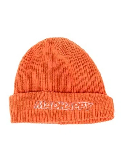 Pre-owned Madhappy Knitted Logo Beanie In Orange
