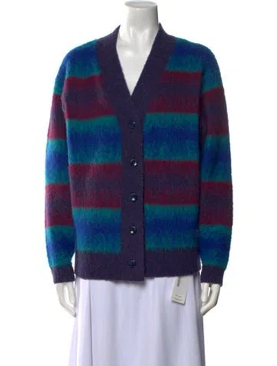 Pre-owned Madhappy Llama Striped Sweater In Blue