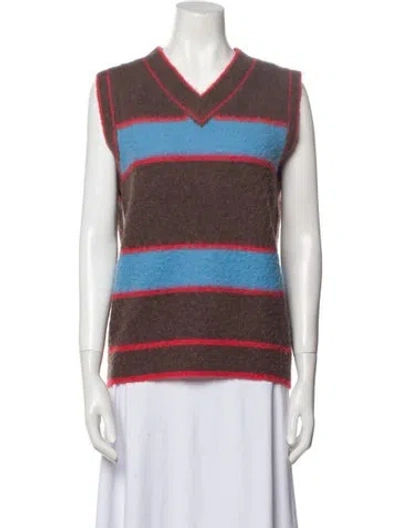 Pre-owned Madhappy Llama Striped Sweater In Brown