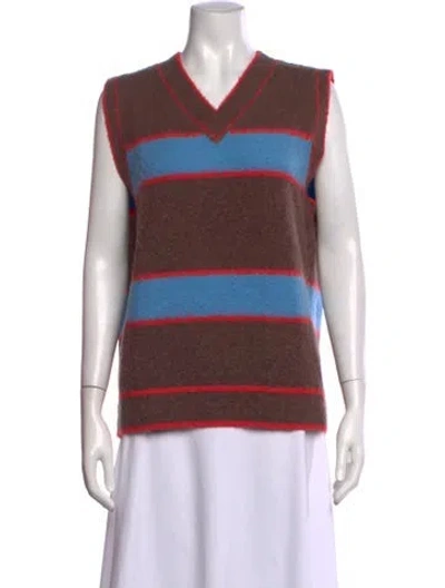 Pre-owned Madhappy Llama Striped Sweater In Brown