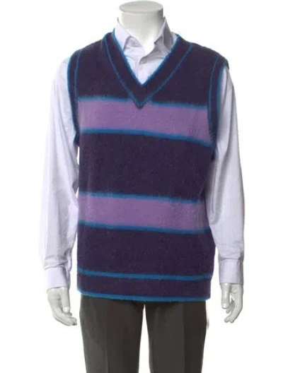 Pre-owned Madhappy Llama Striped Sweater Vest In Purple