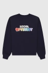 Madhappy Local Optimist Fleece Crewneck Top In Black, Men's At Urban Outfitters In Blue