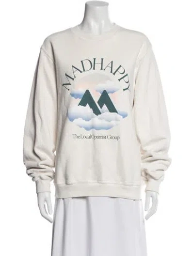 Pre-owned Madhappy Local Optimist Graphic Print Sweatshirt In White