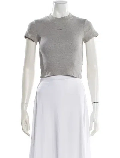 Pre-owned Madhappy Mock Neck Short Sleeve Crop Top In Gray