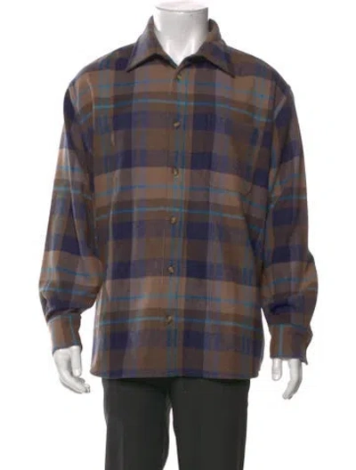 Pre-owned Madhappy Plaid Print Long Sleeve Shirt In Brown